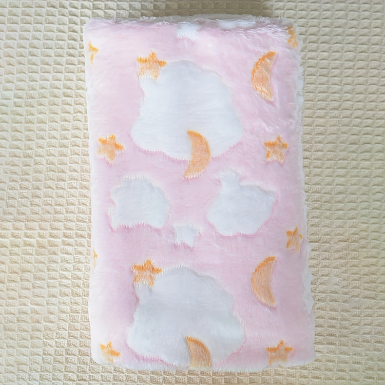 1pc Soft Fleece Baby Blanket, Pink Cartoon Pattern Soft And Comfortable Baby Blanket, Stroller Windproof Blanket Suitable for Baby Use