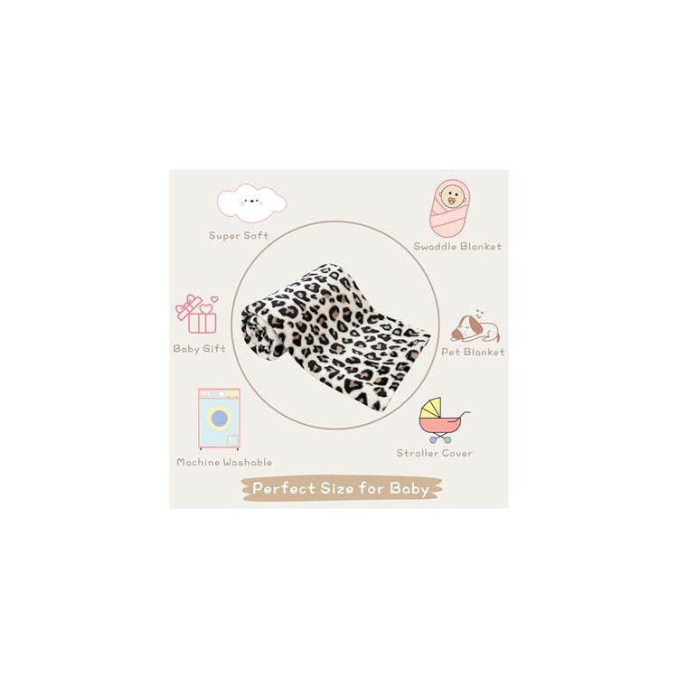 Leopard Print Baby Blanket Fleece Baby Blankets for Boys Girls, Ultra Soft Cozy Fluffy Infant Toddler Newborn Receiving Blankets for Crib Stroller, 30"x40", Cream