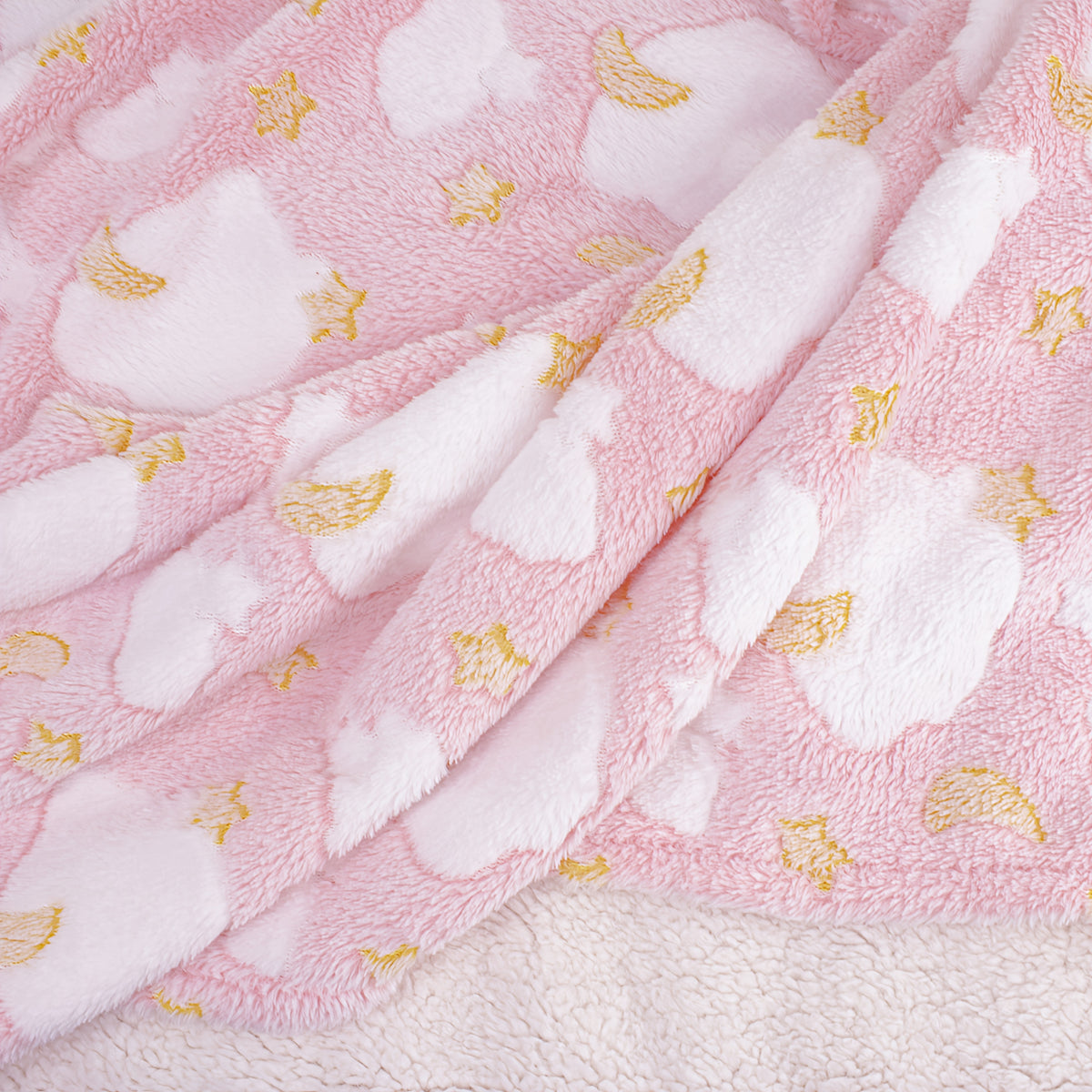 1pc Soft Fleece Baby Blanket, Pink Cartoon Pattern Soft And Comfortable Baby Blanket, Stroller Windproof Blanket Suitable for Baby Use
