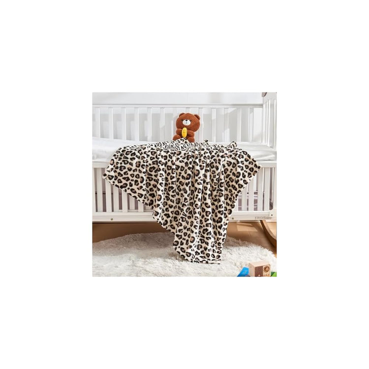 Leopard Print Baby Blanket Fleece Baby Blankets for Boys Girls, Ultra Soft Cozy Fluffy Infant Toddler Newborn Receiving Blankets for Crib Stroller, 30"x40", Cream