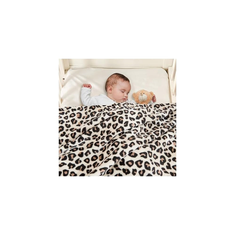 Leopard Print Baby Blanket Fleece Baby Blankets for Boys Girls, Ultra Soft Cozy Fluffy Infant Toddler Newborn Receiving Blankets for Crib Stroller, 30"x40", Cream