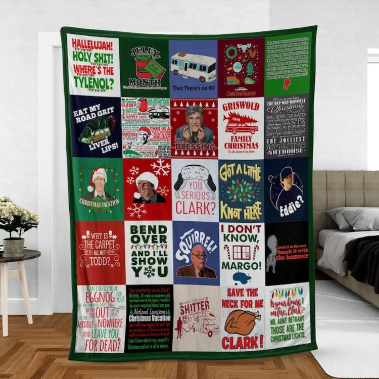 National Lampoon's Christmas Vacation Premium Fleece Mink Sherpa Blanket - Griswold Family, Clark Griswold Themed, Wrinkle Resistant, Super Soft Home Room Decor, Thanksgiving Gift for Child, Sizes 30x40in,40x50in,50x60in,60x80in (Baby Option)