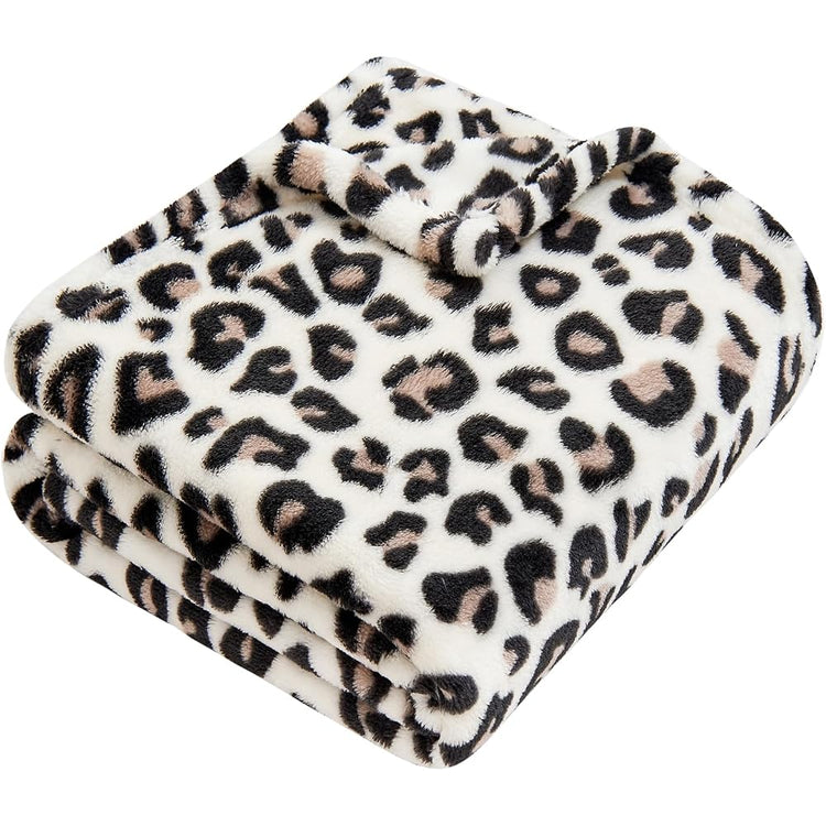 Leopard Print Baby Blanket Fleece Baby Blankets for Boys Girls, Ultra Soft Cozy Fluffy Infant Toddler Newborn Receiving Blankets for Crib Stroller, 30"x40", Cream